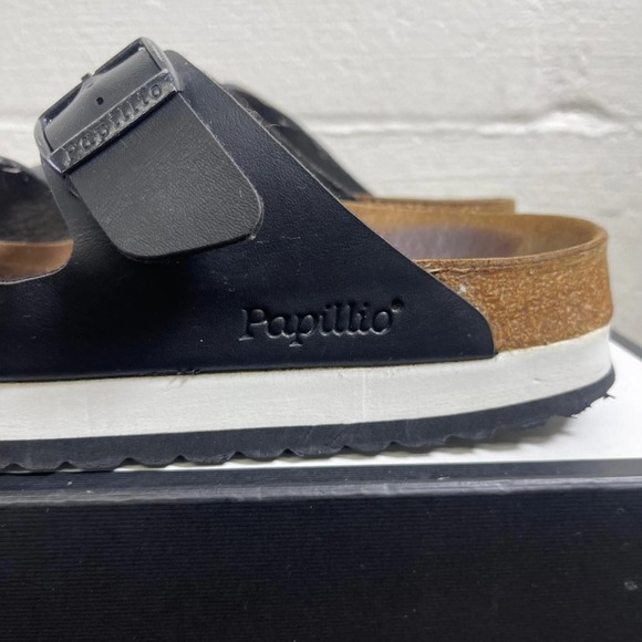 Birkenstock Papillio Arizona Black White Platform Sandals Women's 39 EU/8 US - Picture 8 of 9